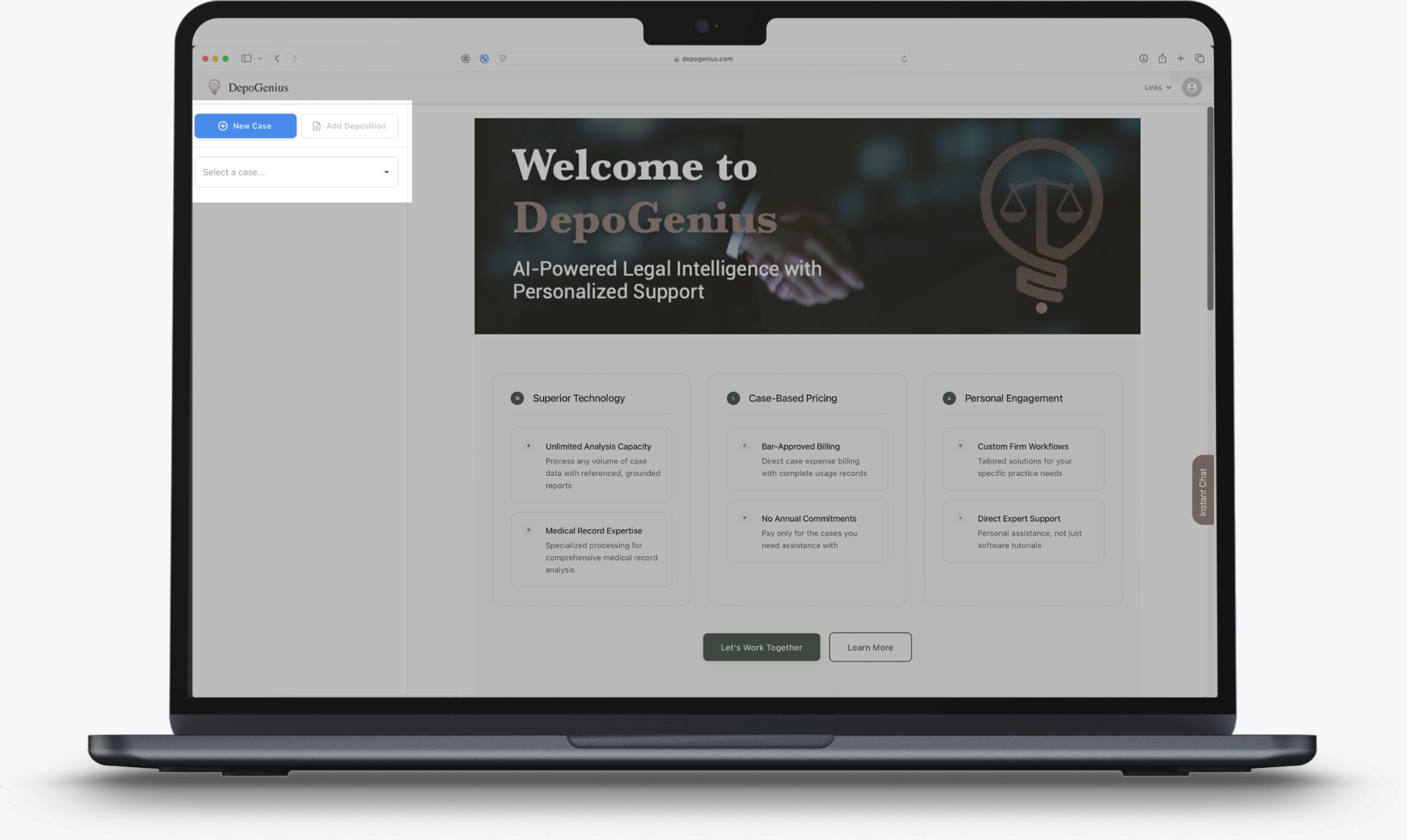 DepoGenius — Create Your Case
