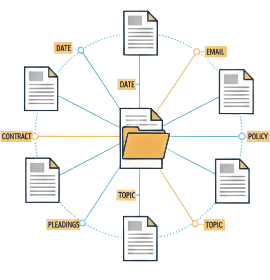 Documents linked by topics and facts
